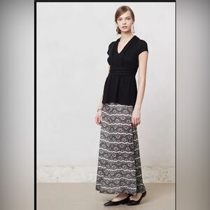 5 for 20$ Anthropologie Black Patterned Maxi Skirt - Women's Long Skirt